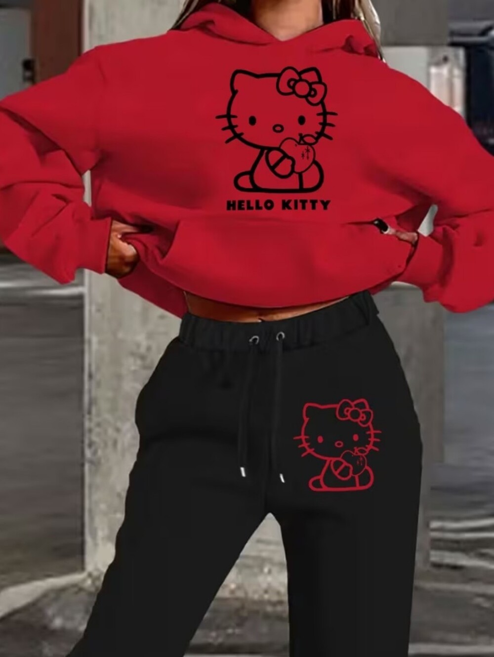 Hello Kitty Black Hoodie And Sweatpants